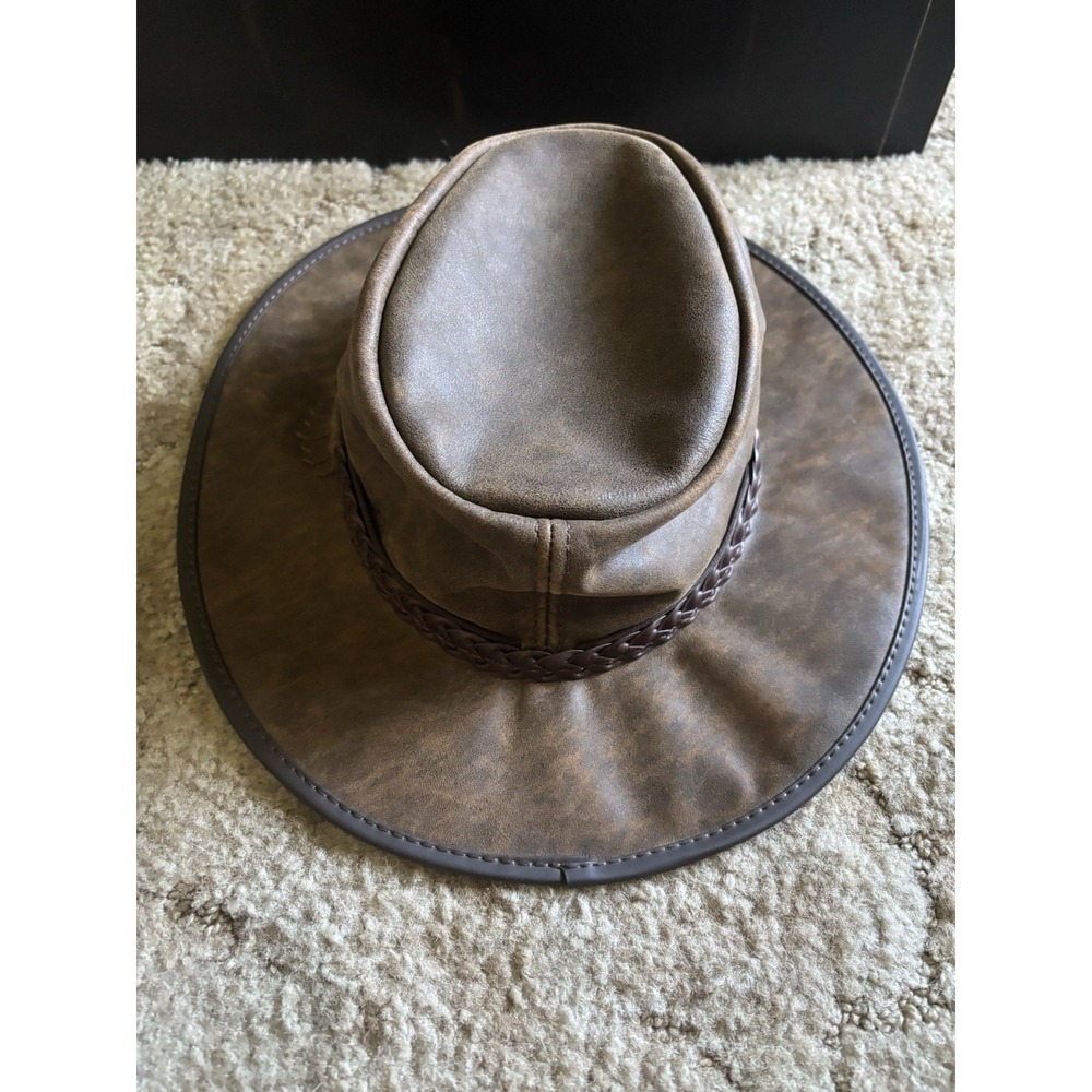 Rocky Mountain Outback Hat Mens XL Brown Distressed Leather USA Western Cowboy